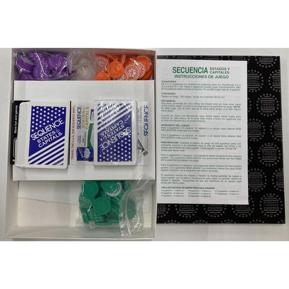 Sequence States & Capitals Board Educational Game 2-12 Players  100%Complete 7+ - Picture 8 of 10